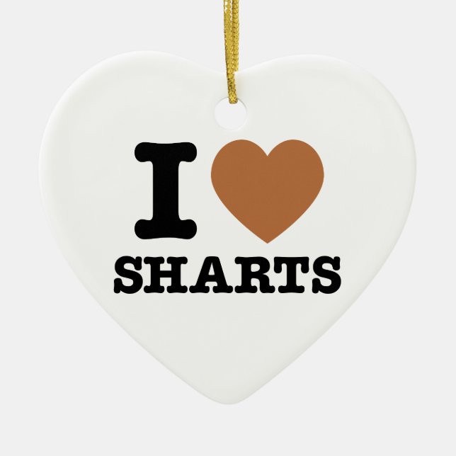 Ornamento De Cerâmica Eu Amo Sharts (Frente)