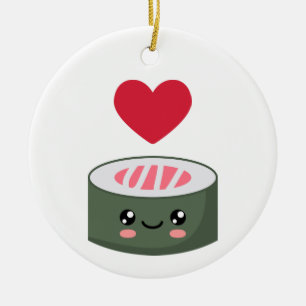 Ornamento De Cerâmica Eu amo Sushi
