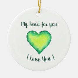 Ornamento De Cerâmica Eu Amo-Te Bastante Verde E Azul, Aniversário