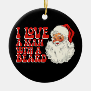Ornamento De Cerâmica Eu Amo Um Homem Com Uma Barba Papai Noel Feriado D