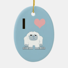 Ornamento De Cerâmica Eu Amo Yeti Monstro de Neve de Desenho Animado Fof