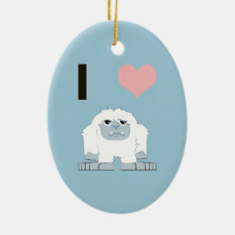 Ornamento De Cerâmica Eu Amo Yeti Monstro de Neve de Desenho Animado Fof