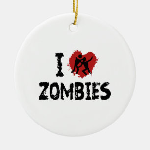 Ornamento De Cerâmica Eu amo zombis