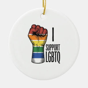 Ornamento De Cerâmica Eu Apoio Camisa de Punho Orgulho Vintage LGBTQ Des