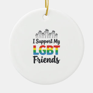 Ornamento De Cerâmica Eu Apoio Meus Amigos LGBT Orgulho Arco-Íris Vetor