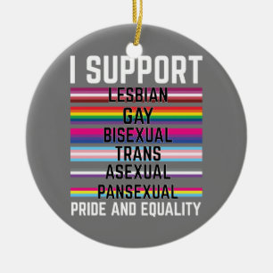 Ornamento De Cerâmica Eu apoio o painel assexual trans bissexual e Gay d