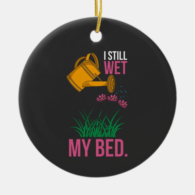 Ornamento De Cerâmica Eu Casei com Minha Cama - Jardinagem (Frente)