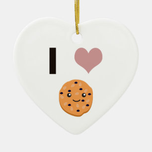Ornamento De Cerâmica Eu coração Cookies de aveia