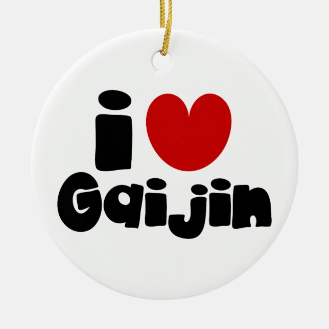 Ornamento De Cerâmica Eu coração Gaijin (Frente)