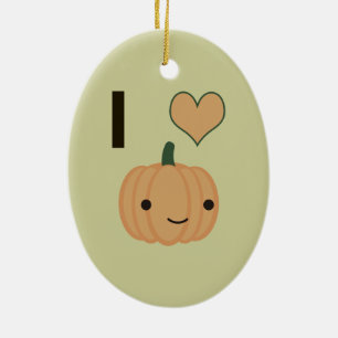 Ornamento De Cerâmica Eu coração Pumpkin