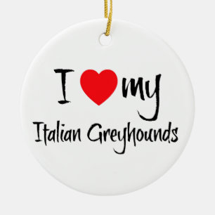 Ornamento De Cerâmica Eu Corto Os Meus Cães De Greyhound Italianos