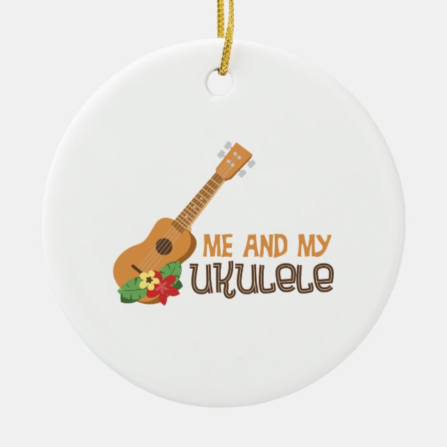 Ornamento De Cerâmica Eu e o meu Ukulele (Frente)