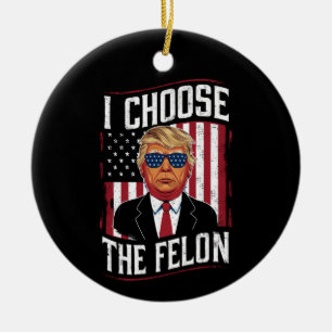 Ornamento De Cerâmica Eu Escolho O Criminoso Divertido Trump Eleição EUA