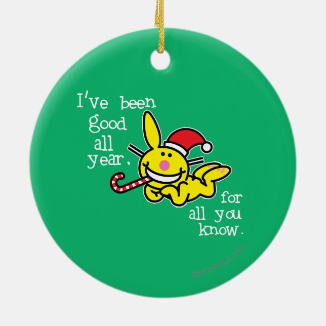 Ornamento De Cerâmica Eu fui bom todo o ano (Traseira)