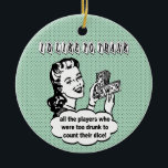 Ornamento De Cerâmica Eu gostaria de agradecer a jogadores bêbedos de<br><div class="desc">Enfeites de natal engraçados de Bunco ou prêmio engraçado de Bunco. O fundo inclui (verde para o dinheiro que você ganhou!) uma cor verde minty com as bolinhas pretas pequenas. A piada engraçada de Bunco diz que "eu gostaria de agradecer a todos os jogadores que estavam demasiado bêbedos contar seus...</div>