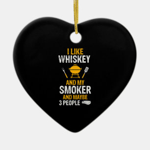 Ornamento De Cerâmica Eu Gosto De Whiskey Meu Fumador 3 Pessoas CHURRASC