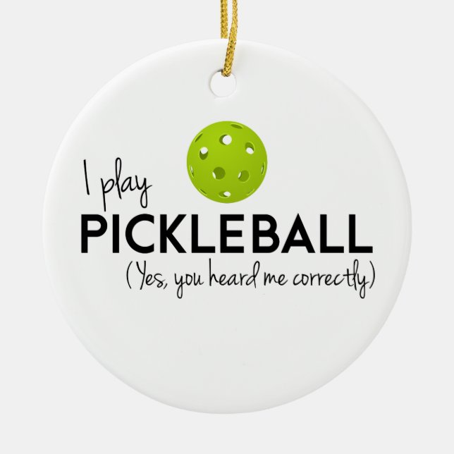 Ornamento De Cerâmica Eu jogo Pickleball (Frente)