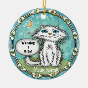 Ornamento De Cerâmica Eu Mordo o Gato do Scraggles 