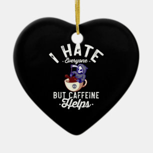 Ornamento De Cerâmica Eu Odeio Todos Mas a Cafeína Ajuda Caveira Hallowe