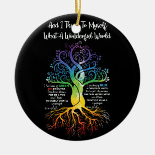 Ornamento De Cerâmica Eu Penso Que Um Mundo Maravilhoso Hippie