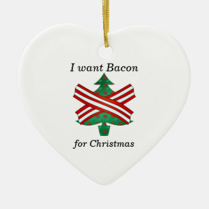 Ornamento De Cerâmica Eu quero o bacon para o Natal