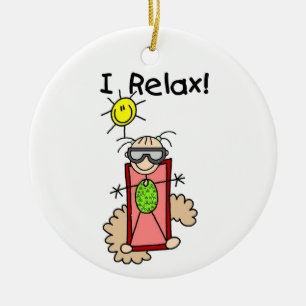 Ornamento De Cerâmica Eu Relaxo Garota Boneco de Palito
