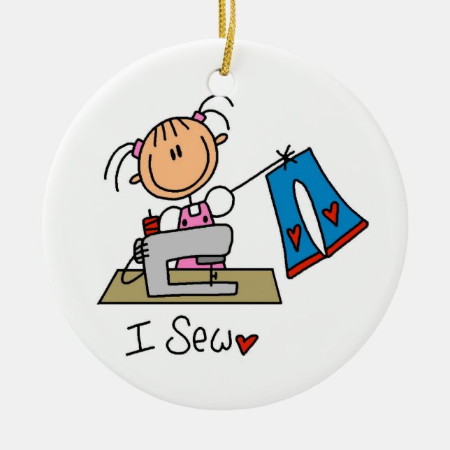 Ornamento De Cerâmica Eu Sew (Frente)