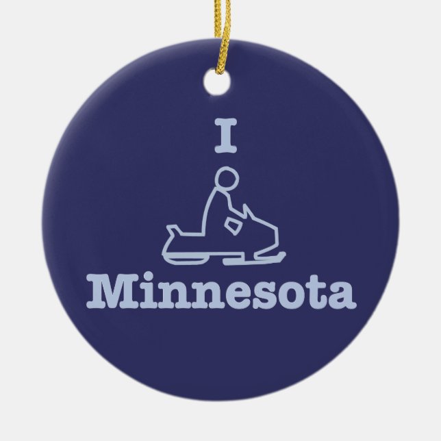 Ornamento De Cerâmica Eu Snowmobile Minnesota no azul (Frente)
