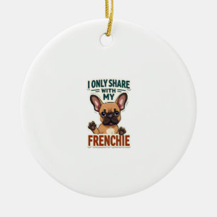Ornamento De Cerâmica Eu Só Compartilho Com Meu Frenchie Vintage Bulldog