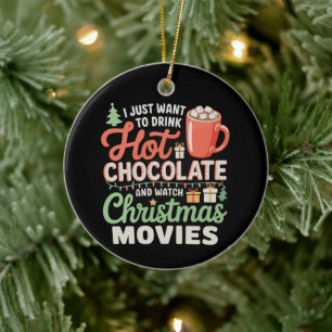 Ornamento De Cerâmica Eu Só Quero Beber Chocolate Quente Assistir Filmes