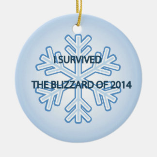 Ornamento De Cerâmica Eu sobrevivi ao blizzard do floco de neve 2014