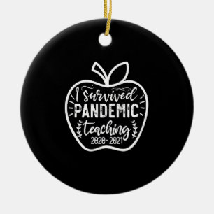 Ornamento De Cerâmica Eu Sobrevivi ao Ensino de Pandemia 2020 2021 Apple