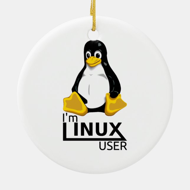 Ornamento De Cerâmica Eu sou o usuário do Linux (Traseira)