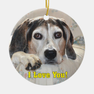 Ornamento De Cerâmica Eu te amo! Cão de cão