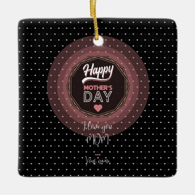 Ornamento De Cerâmica Eu te amo mãe (Frente)