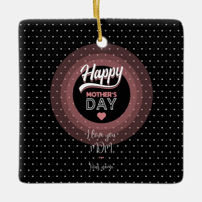 Ornamento De Cerâmica Eu te amo mãe (Frente)