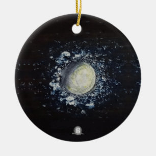 Ornamento De Cerâmica Eu te amo na lua e de volta - Personalizado