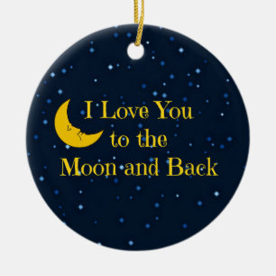 Ornamento De Cerâmica Eu te amo na lua e nas costas, homem na lua