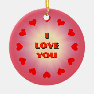 Ornamento De Cerâmica Eu te amo (personalizável)