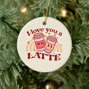 Ornamento De Cerâmica Eu Te Amo Um Latte