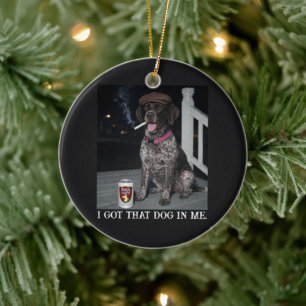 Ornamento De Cerâmica Eu Tenho Esse Cachorro Em Mim, Pointer de Pelo Cur
