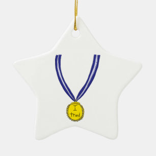 Ornamento De Cerâmica Eu Tentei Medalha