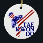 Ornamento De Cerâmica EUA - Artes Marciais Patrióticas TAEKWONDO<br><div class="desc">Nesta Loja *Red White e Blue*, você encontrará imagens patrióticas e designs vermelhos, brancos e azuis, arte e fotografias. Para mais produtos de temas patrióticos, clique na etiqueta - REDWHITEANDBLUE1 - listada abaixo ou visite esta loja para ver os designs disponíveis. Entre em contato comigo para obter informações sobre novos...</div>