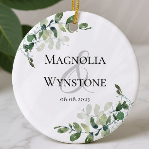 Ornamento De Cerâmica Eucalyptus Greenery Wedding Favor