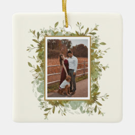 Ornamento De Cerâmica Eucalyptus Wedding Photo