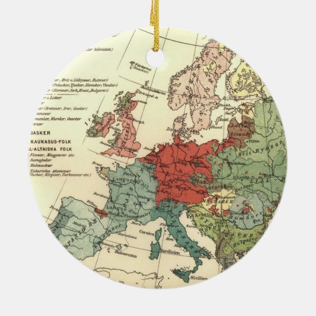 Ornamento De Cerâmica Europa Mapeia Países da Antiguidade Mundial (Traseira)