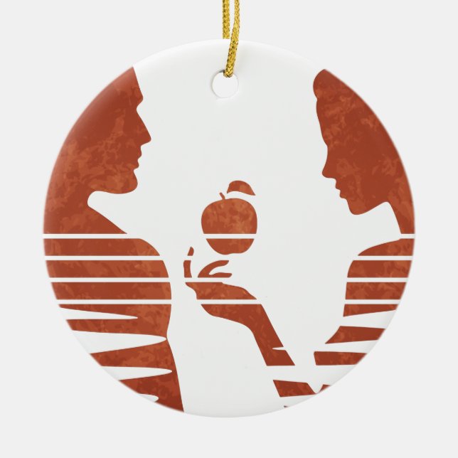 Ornamento De Cerâmica Eve Mão Uma Maçã Para Adão, Grunge Versão 3/3 (Frente)