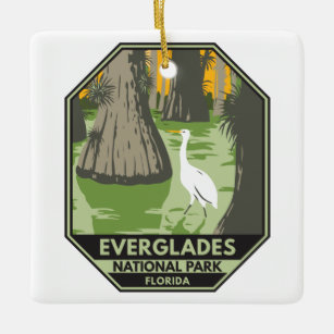 Ornamento De Cerâmica Everglades National Park Florida Egret Vintage
