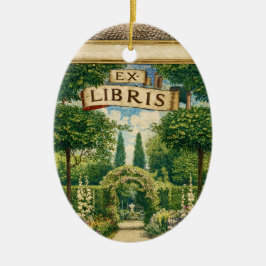 Ornamento De Cerâmica Ex Libris de Jardim Vintage para Livro