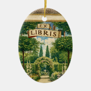 Ornamento De Cerâmica Ex Libris de Jardim Vintage para Livro